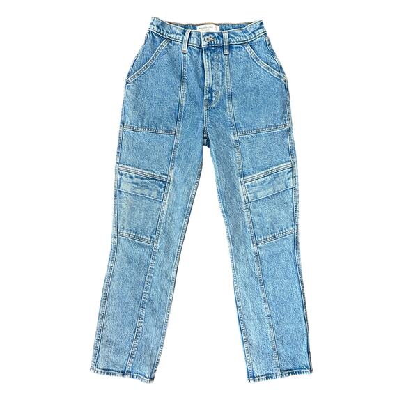 Abercrombie & Fitch Curve Love 90s Straight Ultra High Rise Jeans Sz 25/0 Short - Picture 1 of 8
